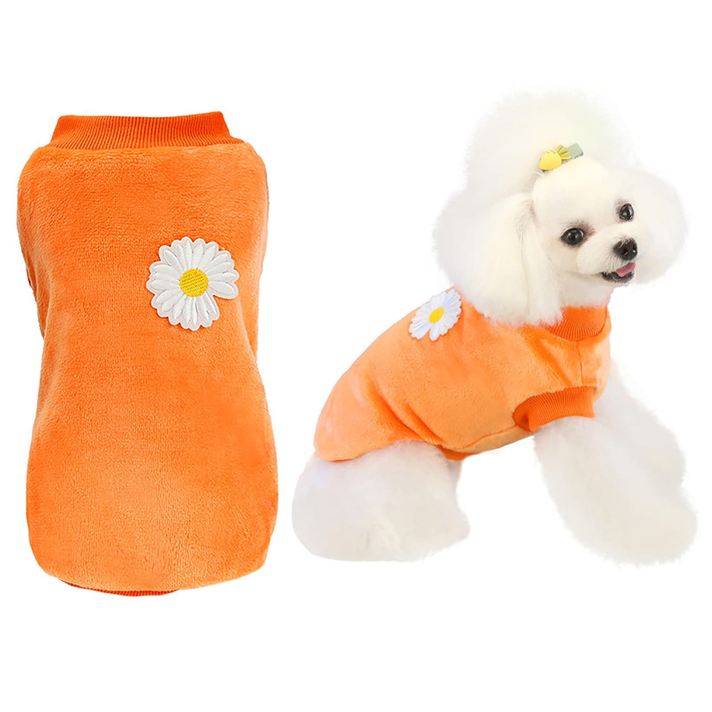 Barkable Fleece Dog Sweater — Flower Print, Orange