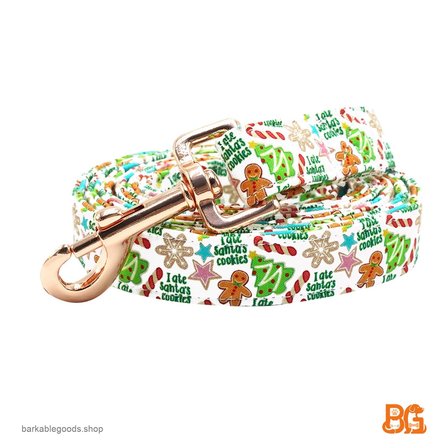 Barkable Padded Leash — Gingerbread Holiday Print