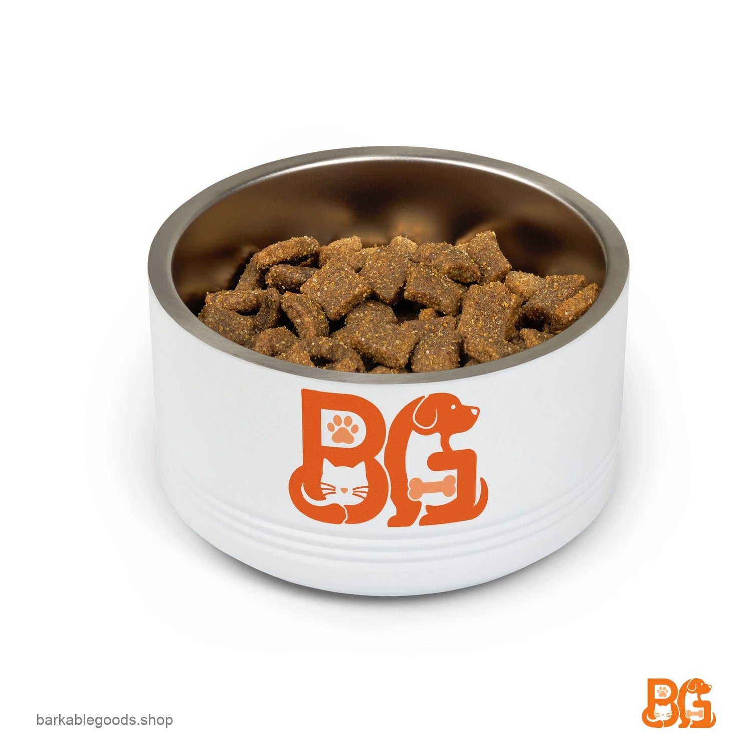 Barkable Stainless Pet Bowl — 18 oz, Paw Design