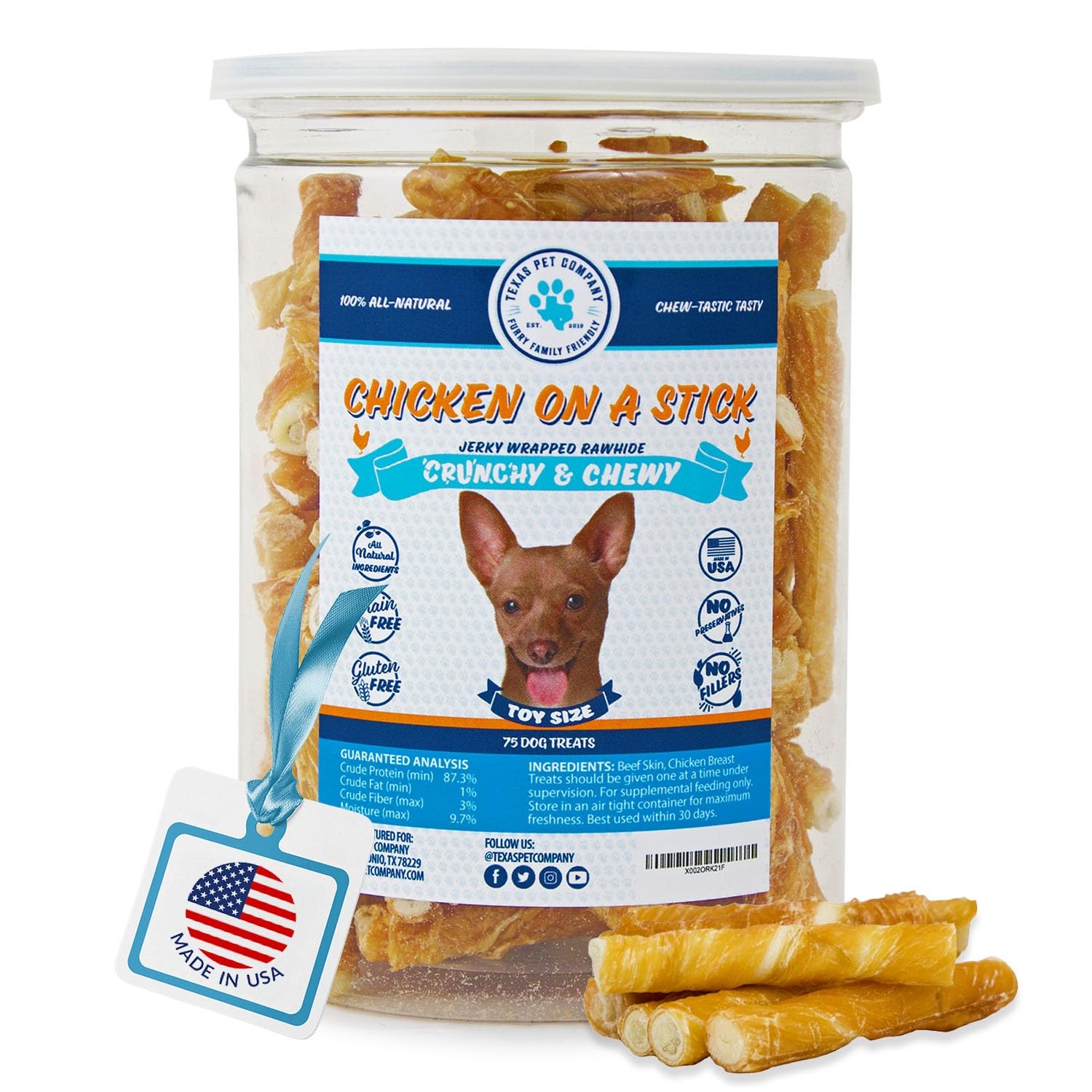 Texas Pet Company Chicken Jerky Wraps — 75 ct