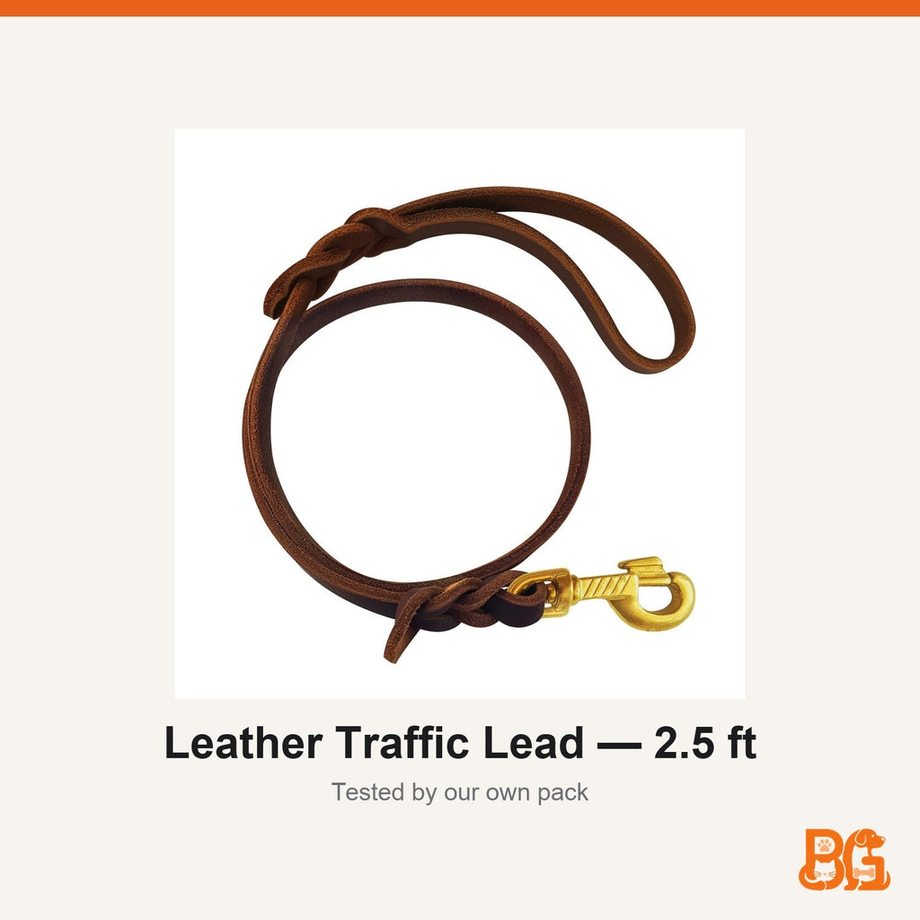 Barkable Leather Traffic Lead — 2.5 ft