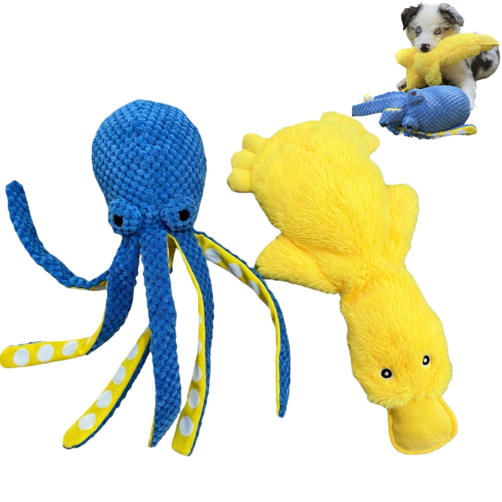 Barkable Duck & Octopus Crinkle Toys — No-Stuffing Pair