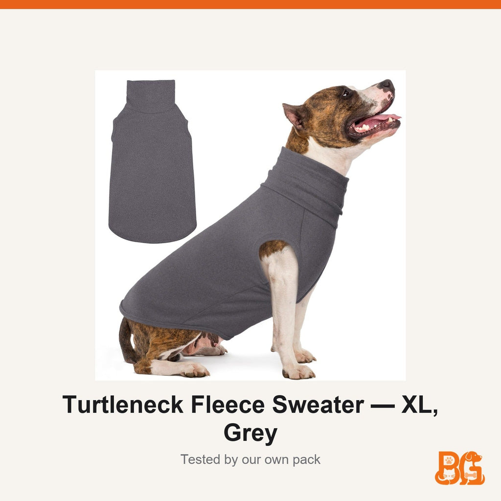 Barkable Turtleneck Fleece Sweater — XL, Grey