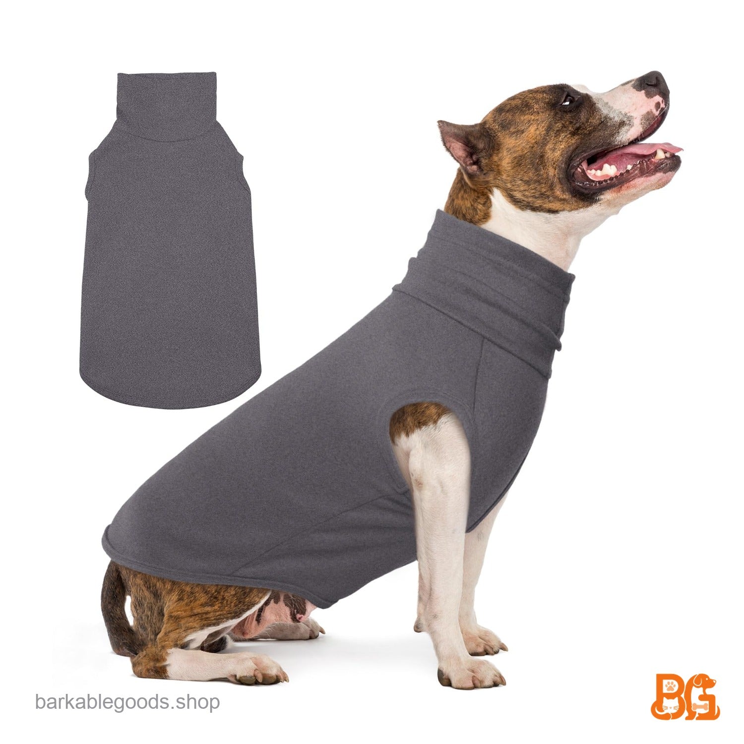 Barkable Turtleneck Fleece Sweater — XL, Grey