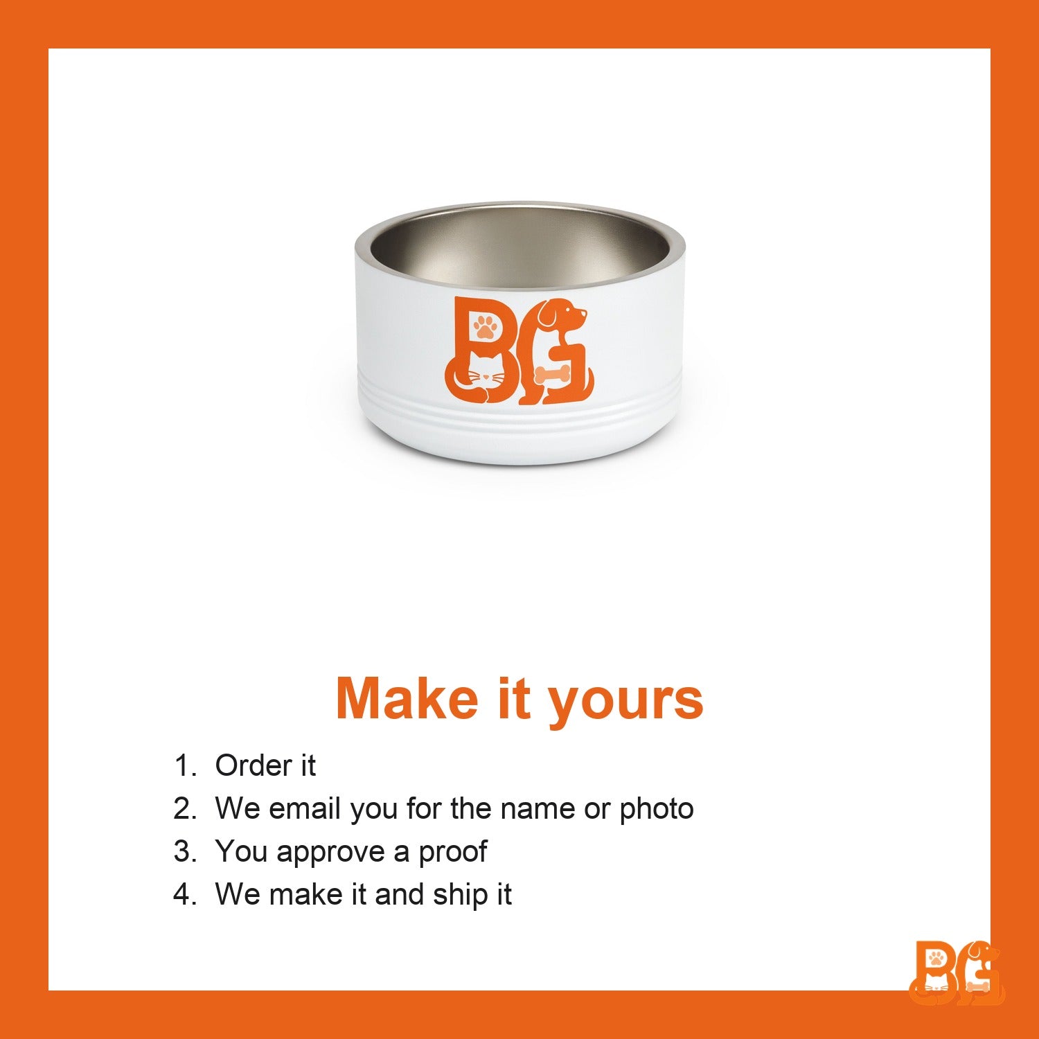 Barkable Stainless Pet Bowl — 18 oz, Paw Design